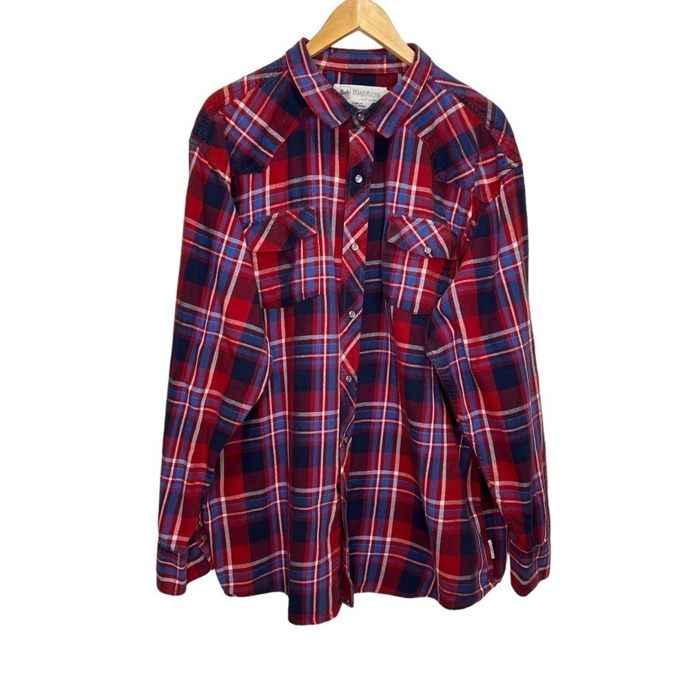 Windriver Red Plaid Button Down Shirt 100% Cotton Size 2XL​
